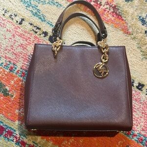 Michael Kors Gold Purple Satchel with Structured Design